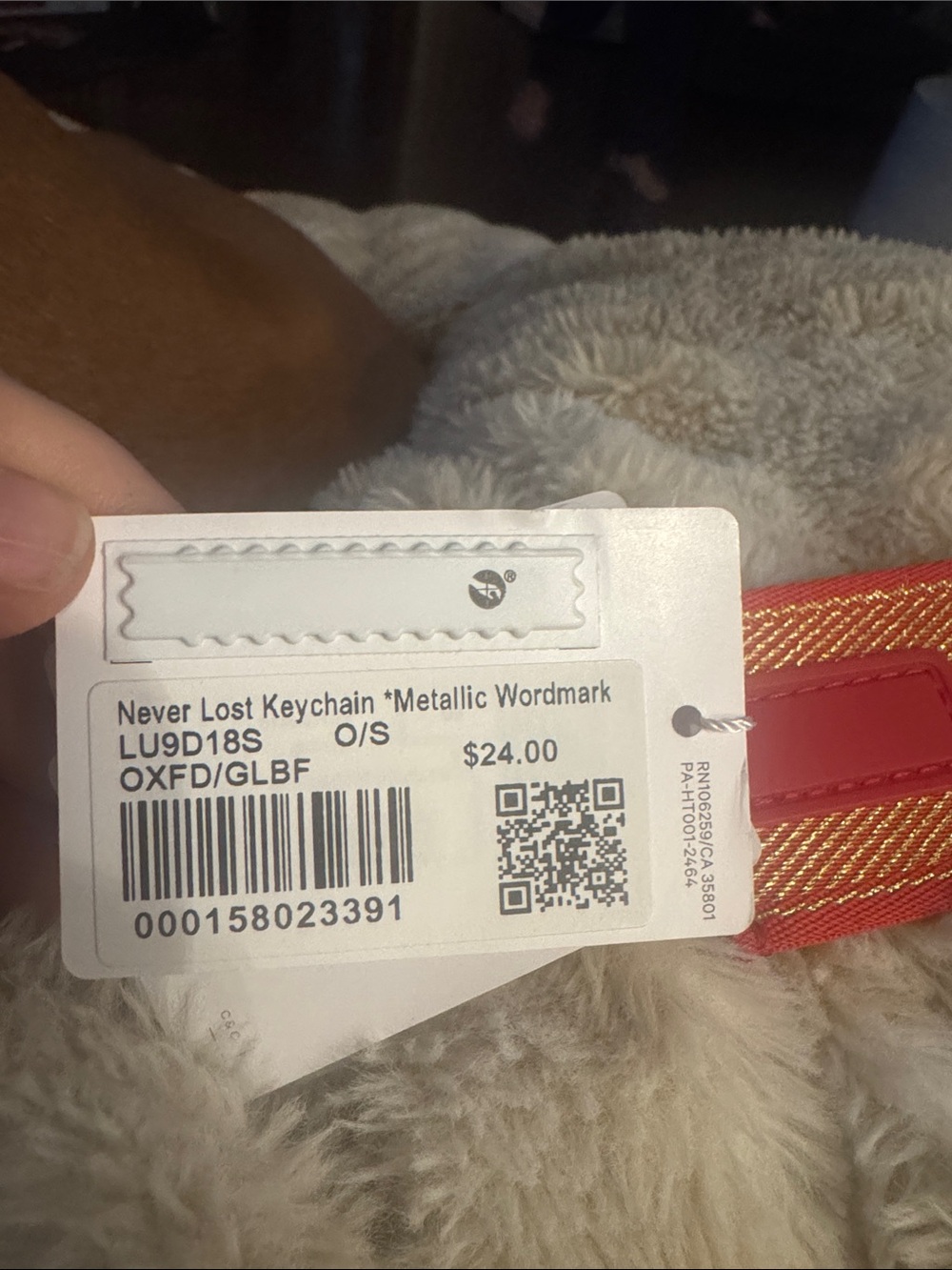 lululemon athletica red and Gold Logo Key/Card Holder Strap - Picture 2 of 2